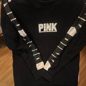 Black PINK Sweatshirt with White Accents and zipper sides